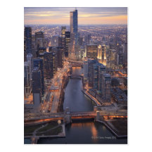 Chicago River and Trump Tower from above Postcard