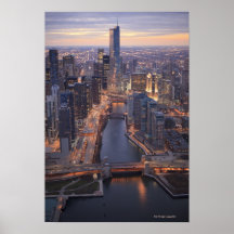 Chicago River and Trump Tower from above Print