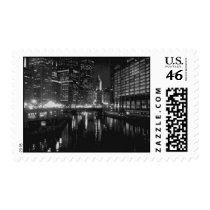 chicago river postage stamps