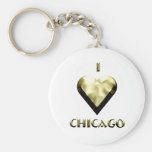 Chicago -- Shimmering Gold Keychains