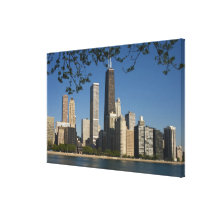 Chicago skyline and Lake Michigan, Lake Shore Stretched Canvas Print