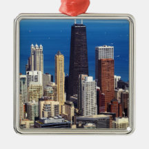 Chicago Skyline and landmarks Christmas Tree Ornament