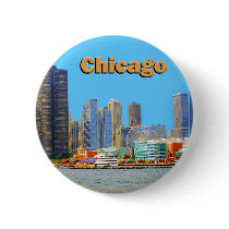Chicago Skyline At Navy Pier Button