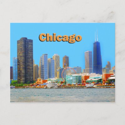 Chicago Skyline At Navy Pier Post Card by malibuitalian
