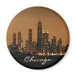 Chicago Skyline at night at John Hancock Center Fridge Magnet