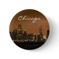 Chicago Skyline at night at Navy Pier buttons