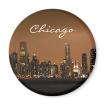 Chicago Skyline at night at Navy Pier magnets