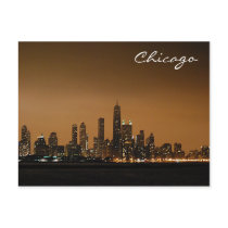 Chicago Skyline at Night postcards