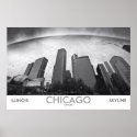 Chicago Skyline Black and White Photo Poster posters