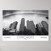 Chicago Skyline Black and White Photo Poster posters