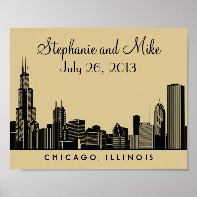 Chicago Skyline Design | Wedding Reception Print