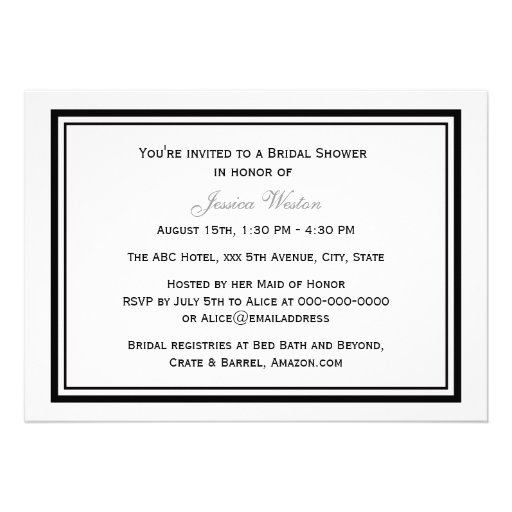 Chicago Skyline Etched Framed #2 H Bridal Shower Custom Invitation