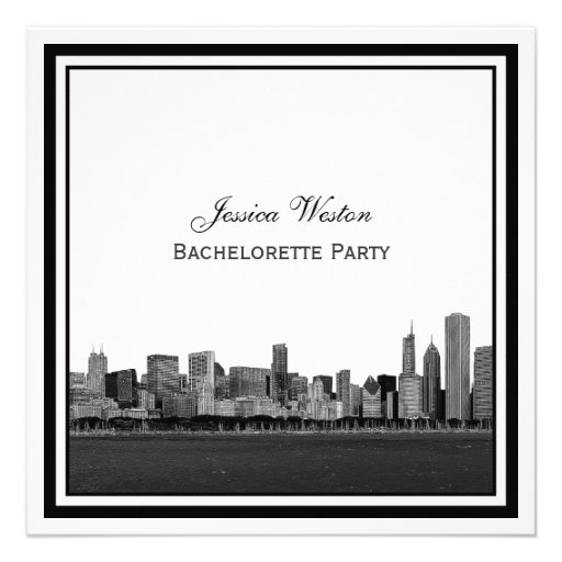 Chicago Skyline Etched Framed Bachelorette Invitations