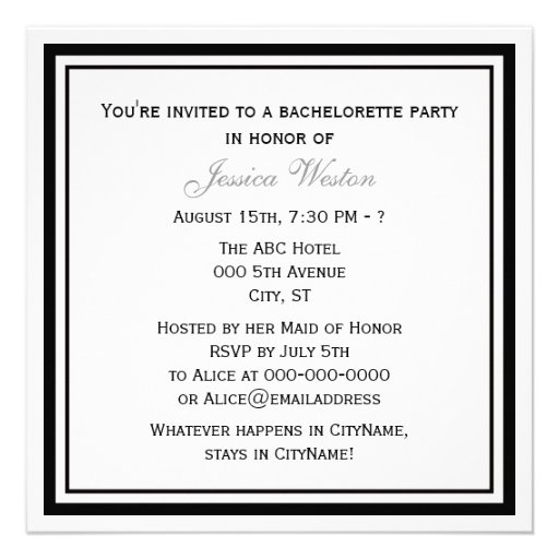 Chicago Skyline Etched Framed Bachelorette Invitations