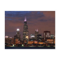 Chicago Skyline Go Sox Post Card