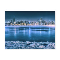 Chicago Skyline in Winter Post Card