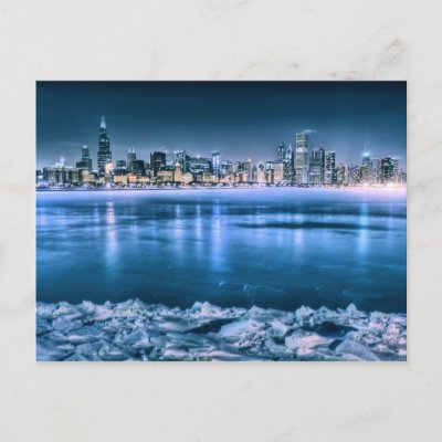 Chicago Skyline in Winter Post Card