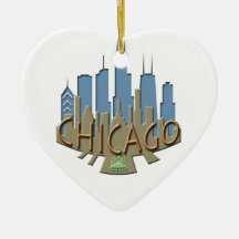 Chicago Skyline newwave beachy Christmas Tree Ornaments