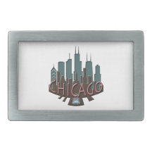 Chicago Skyline newwave chocolate Rectangular Belt Buckle