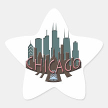Chicago Skyline newwave chocolate Star Stickers