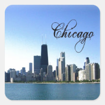 Chicago Skyline Photo Across from Lake Michigan Square Sticker
