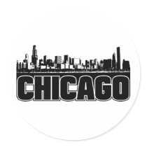 Chicago Skyline Round Stickers