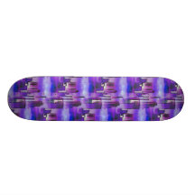 Chicago Skyline Urban Art in Purple and Blue Custom Skateboard