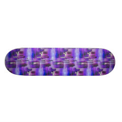 Chicago Skyline Urban Art in Purple and Blue Custom Skateboard