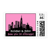 Chicago Skyline Wedding Stamp