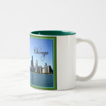 Chicago Skyline with Classic Green Border Coffee Mug