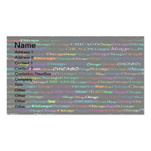 Chicago Text Design I Business Card I (front side)
