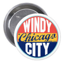 Chicago Vintage Label Pinback Buttons