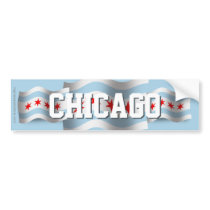 Chicago Waving Flag Bumper Sticker