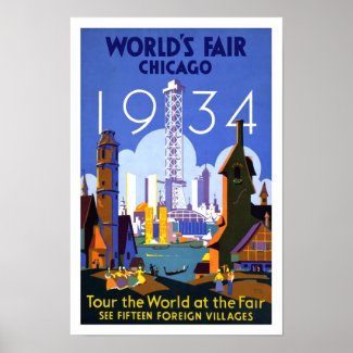 Chicago World's Fair 1934 Vintage Poster zazzle_print