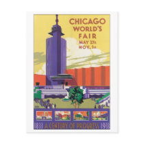 Chicago World's Fair Poster 1933 postcards by vintagegiftmall Chicago World's Fair Poster 1933 postcards