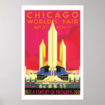 Chicago World's Fair Red Poster