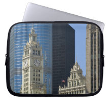 Chicago, Wrigley Building with Trump Hotel & Computer Sleeve