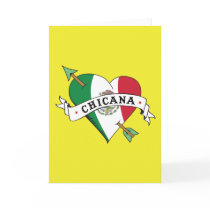 Chicana Tattoo Heart with Mexican Flag Card