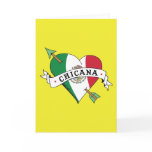 Chicana Tattoo Heart with Mexican Flag cards