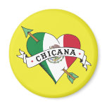 Chicana Tattoo Heart with Mexican Flag magnets