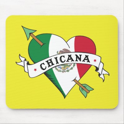 Chicana Tattoo Heart with Mexican Flag Mousepad by LatinaTees
