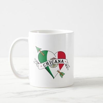 Chicana Tattoo Heart with Mexican Flag Mug by LatinaTees chicana tattoo