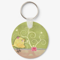Chick and flower heart tree baby shower keychains