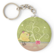 Chick and flower heart tree baby shower keychains