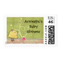 Chick and flower heart tree baby shower postage