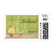 Chick and flower heart tree baby shower postage stamps