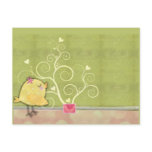 Chick and flower heart tree baby shower post card