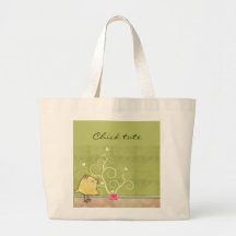 Chick and flower heart tree baby shower tote bag