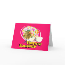 Chick & Egg - Pink Easter Greeting Cards