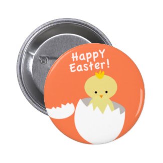 Chick Hatching Happy Easter Pinback Buttons